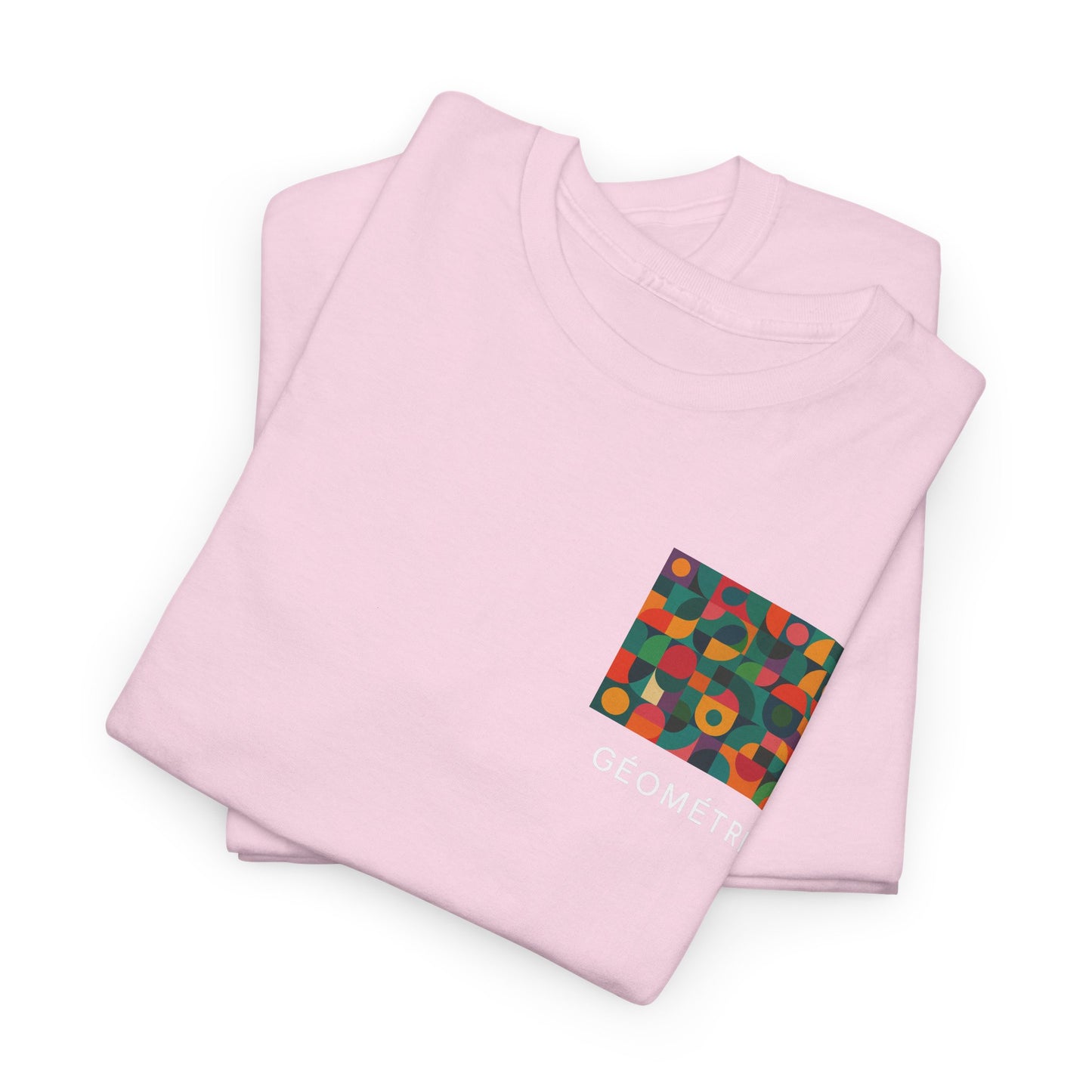 Colorful Geometric Print Unisex Heavy Cotton Tee, Comfortable Graphic T-Shirt, Casual Wear, Gift for Art Lovers, Everyday Style