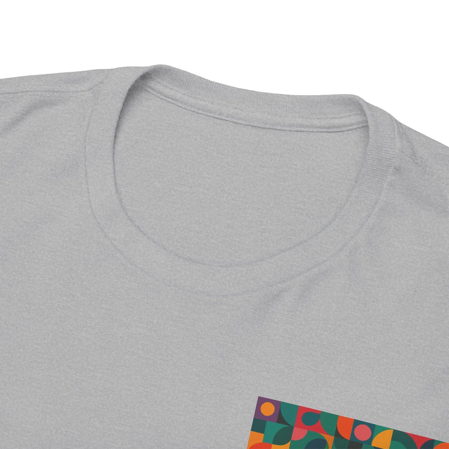 Colorful Geometric Print Unisex Heavy Cotton Tee, Comfortable Graphic T-Shirt, Casual Wear, Gift for Art Lovers, Everyday Style