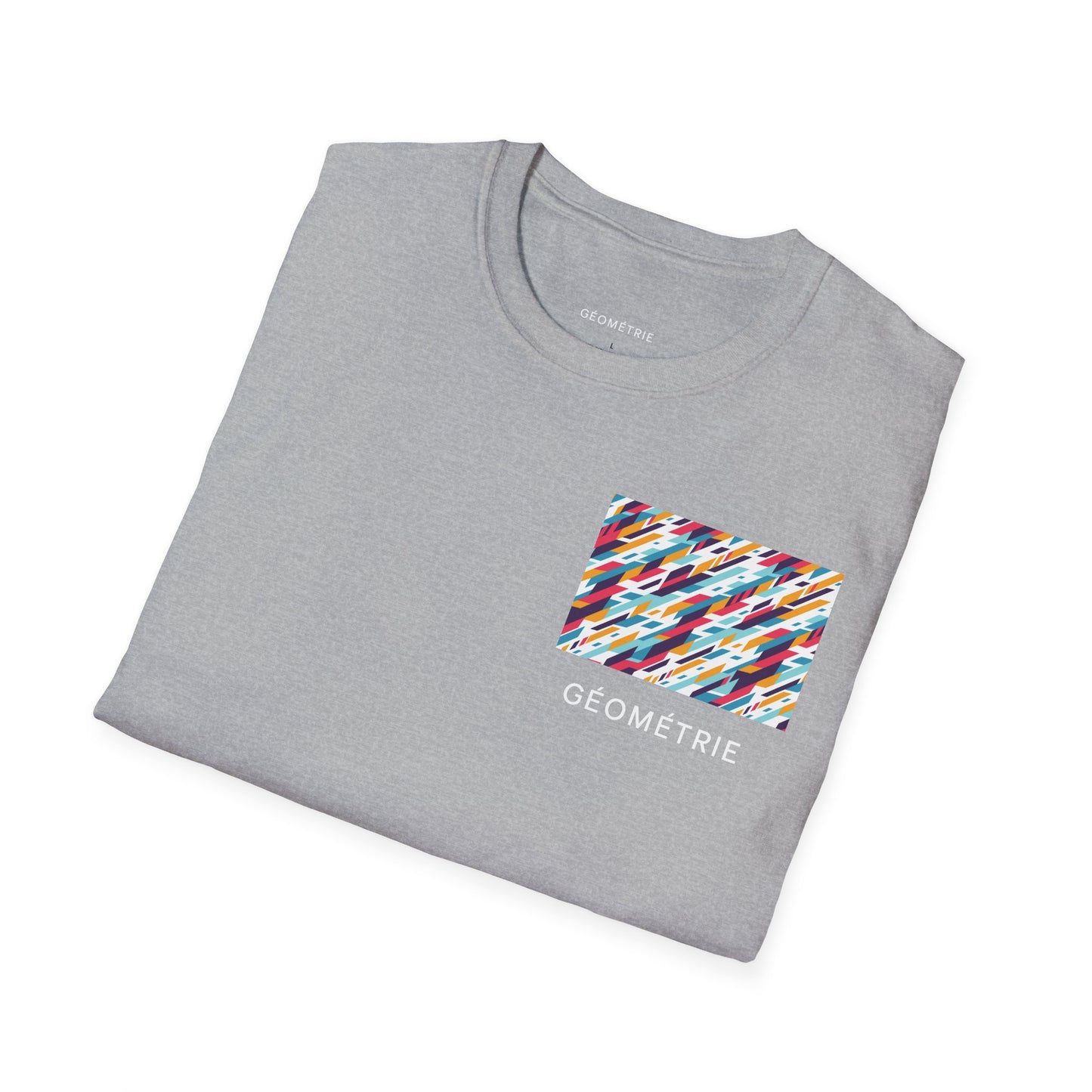 Colorful Geometric Unisex Softstyle T-Shirt, Casual Wear, Gift for Art Lovers, Everyday Comfort T-Shirt, Trendy Graphic Tee