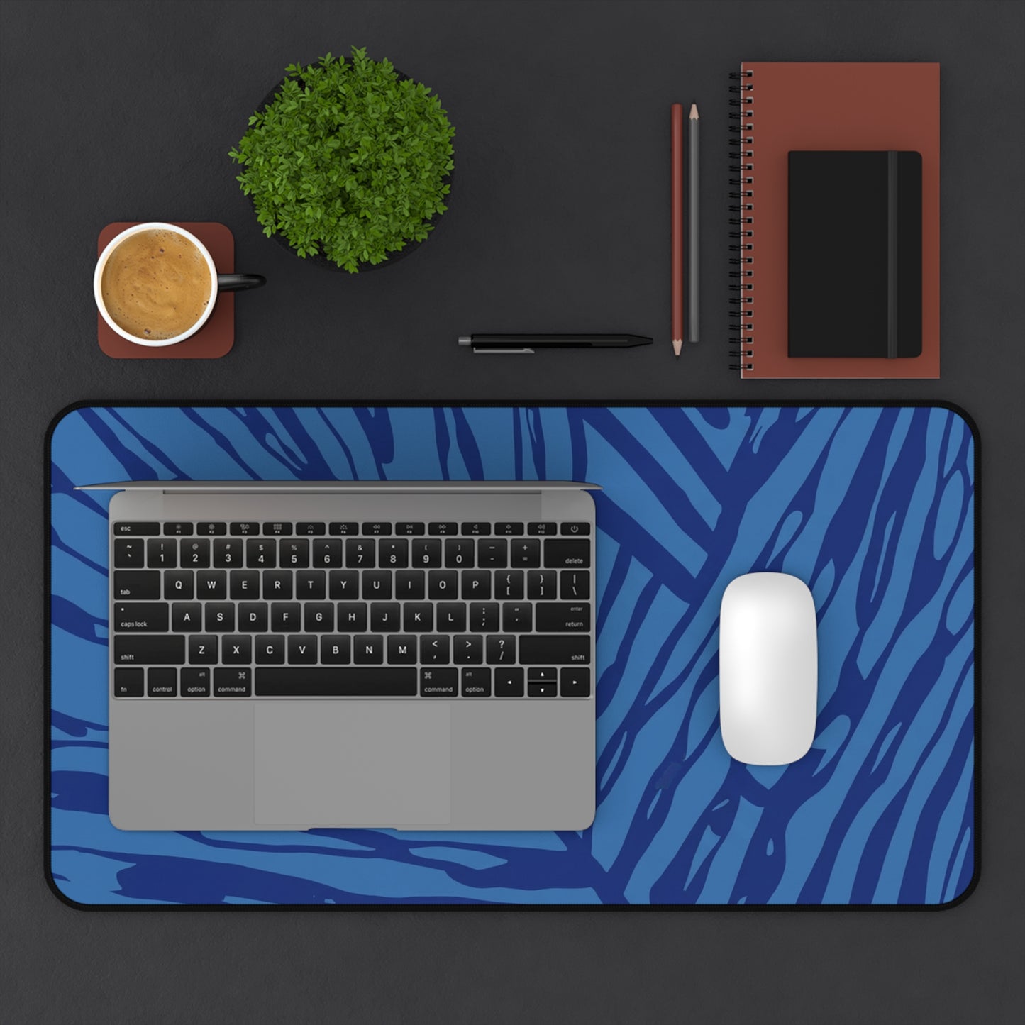Indigo Foliage Desk Mat