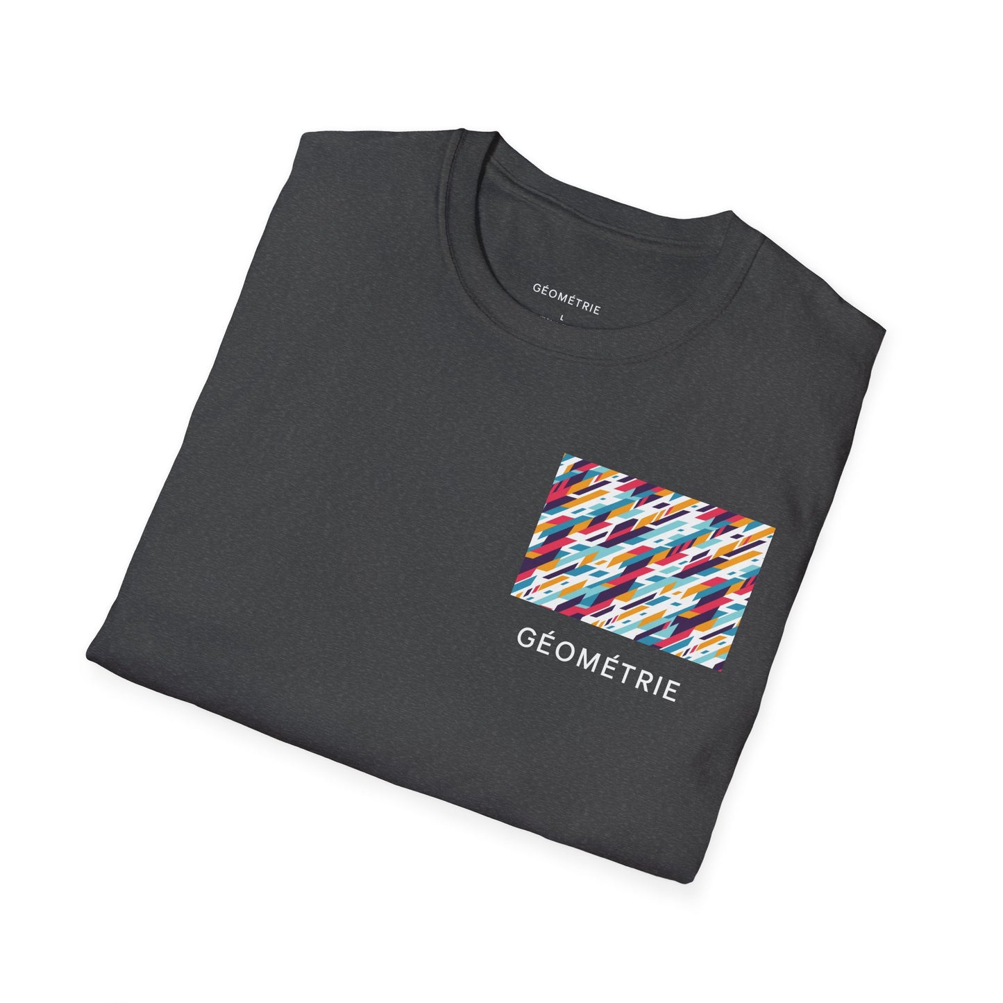 Colorful Geometric Unisex Softstyle T-Shirt, Casual Wear, Gift for Art Lovers, Everyday Comfort T-Shirt, Trendy Graphic Tee