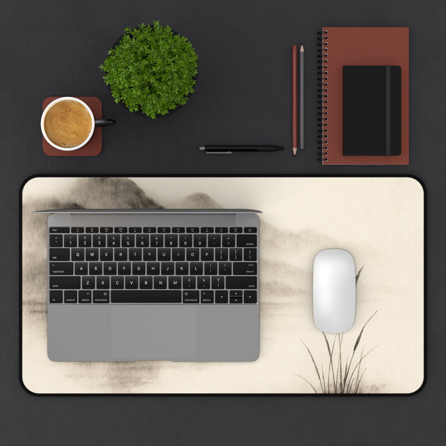 Sumi E Misty Mountains Desk Mat