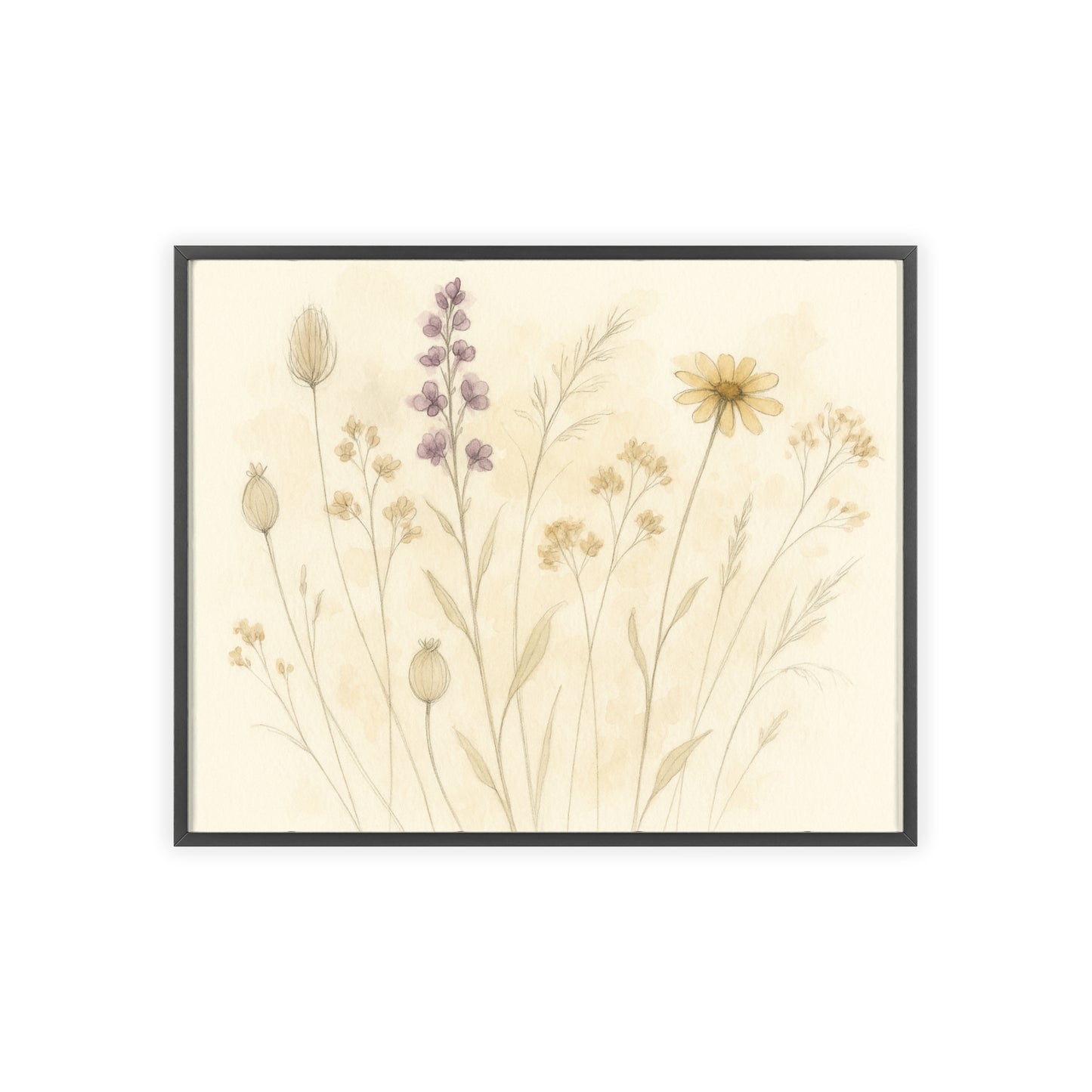 Wildflower Watercolor Elegance Wood Framed Posters