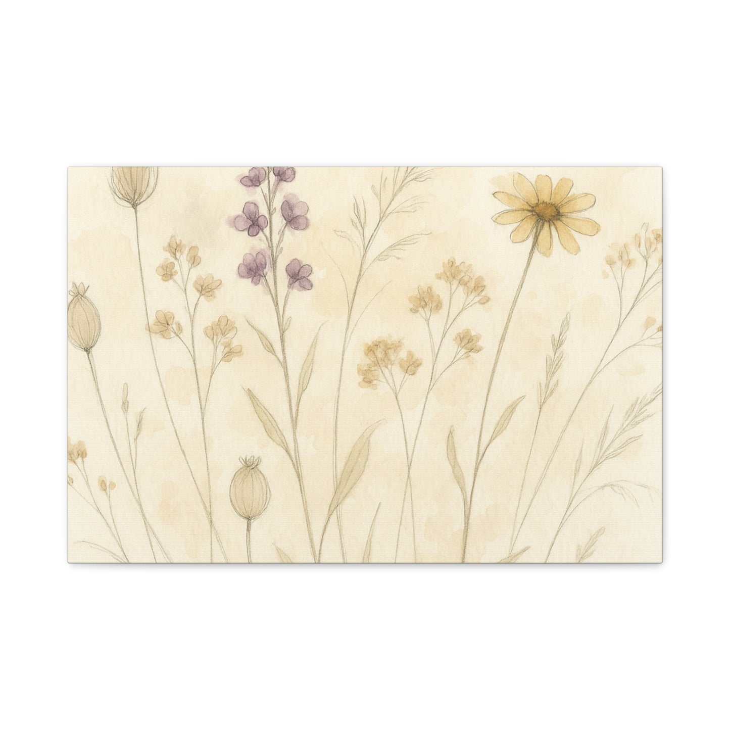 Wildflower Watercolor Elegance Stretched Canvas Wall Art