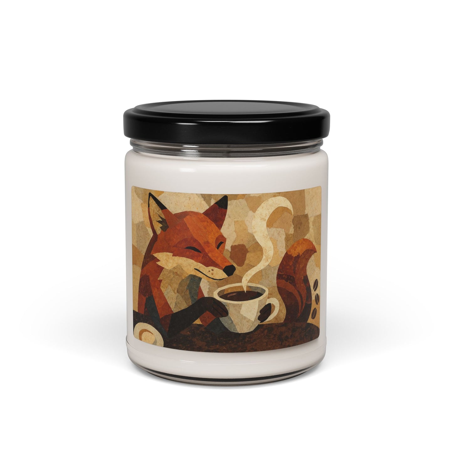 Fox And Coffee Collage Soy Candle