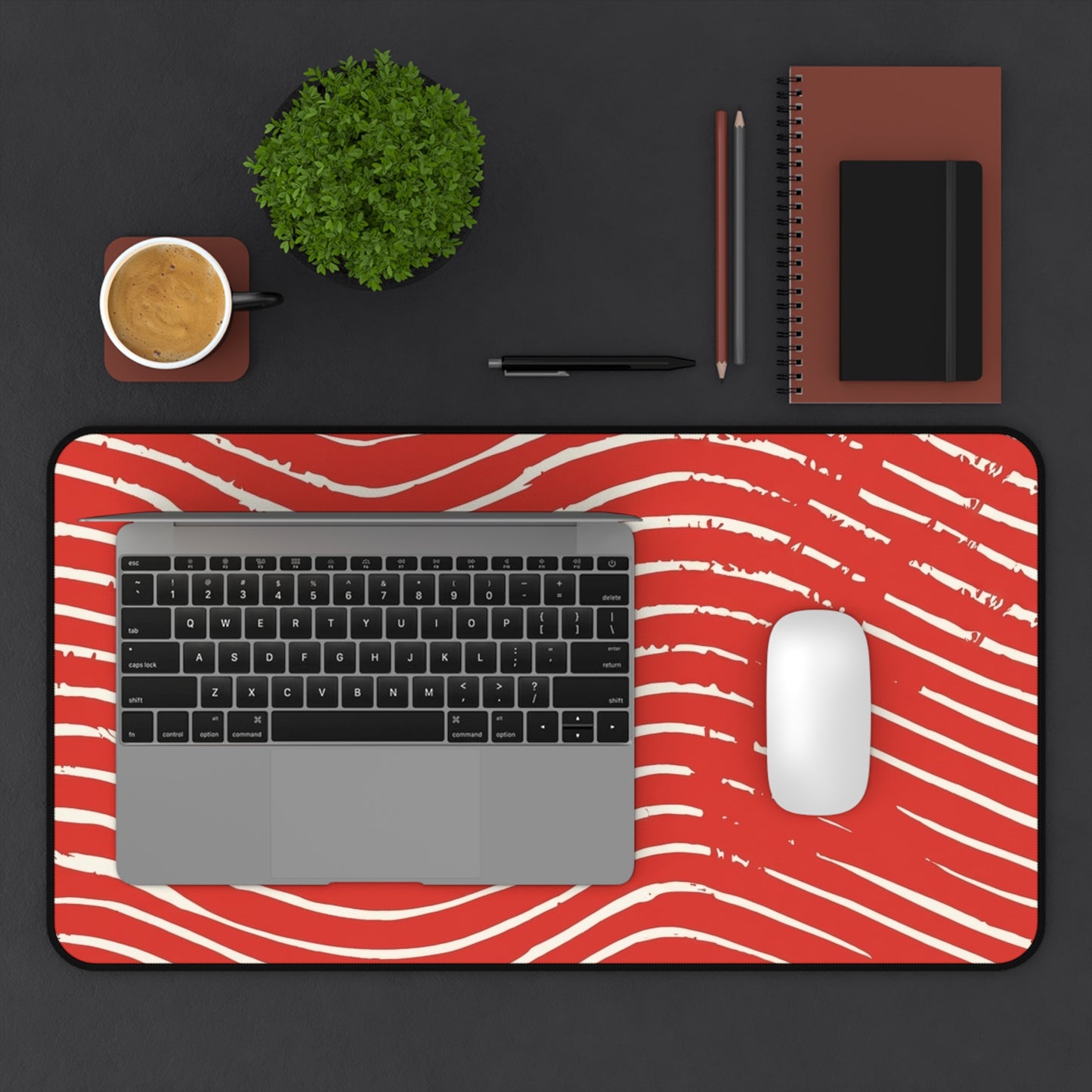 Red Ripples Scarlet Tide Desk Mat