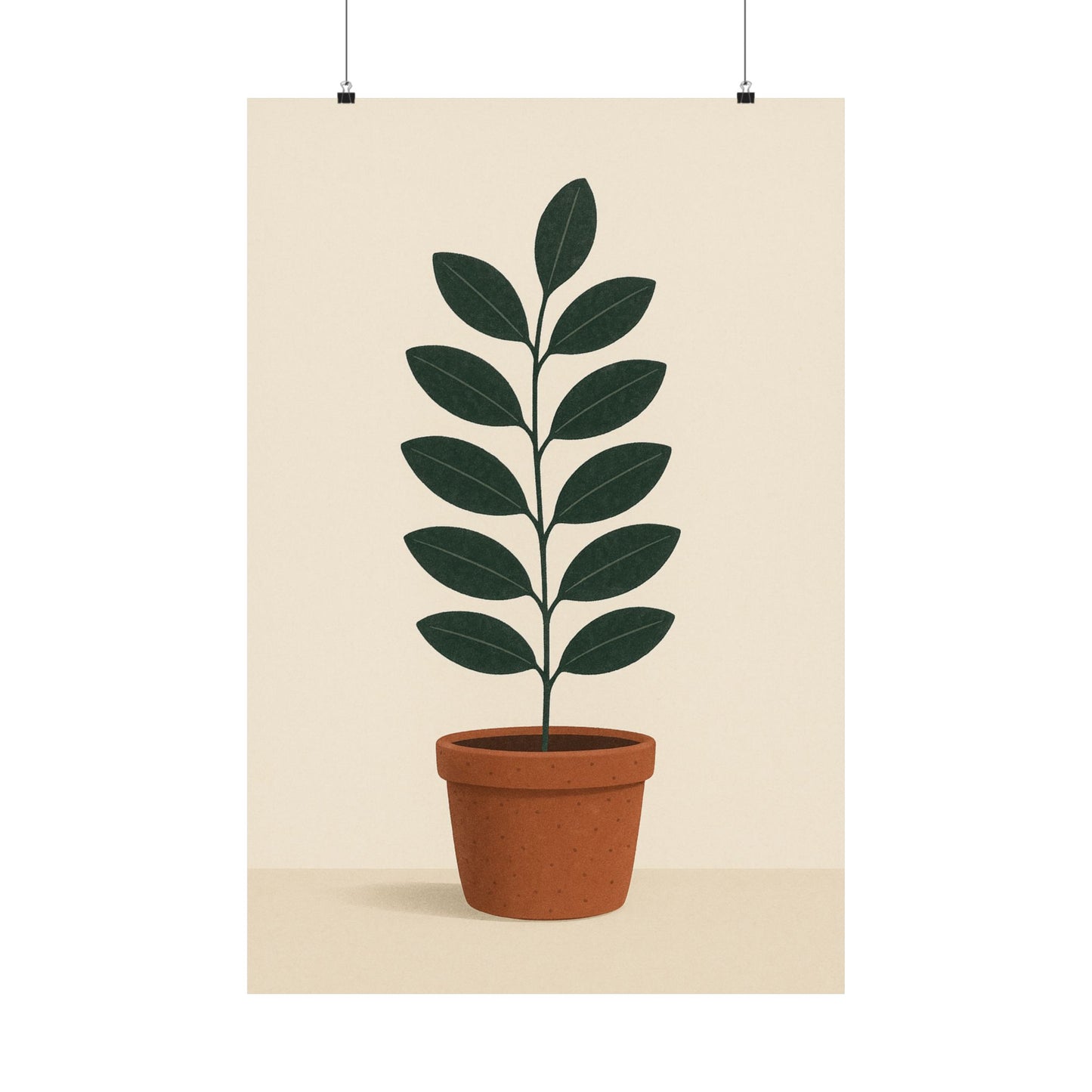 Terracotta Leaf Sprig Art Poster