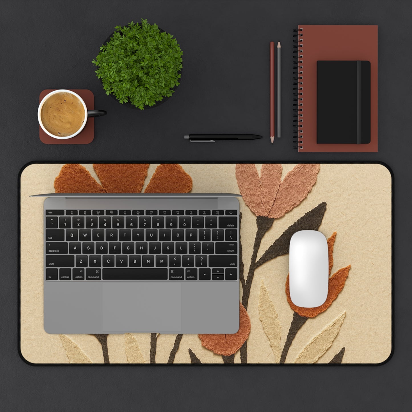 Torn Paper Blossoms Desk Mat