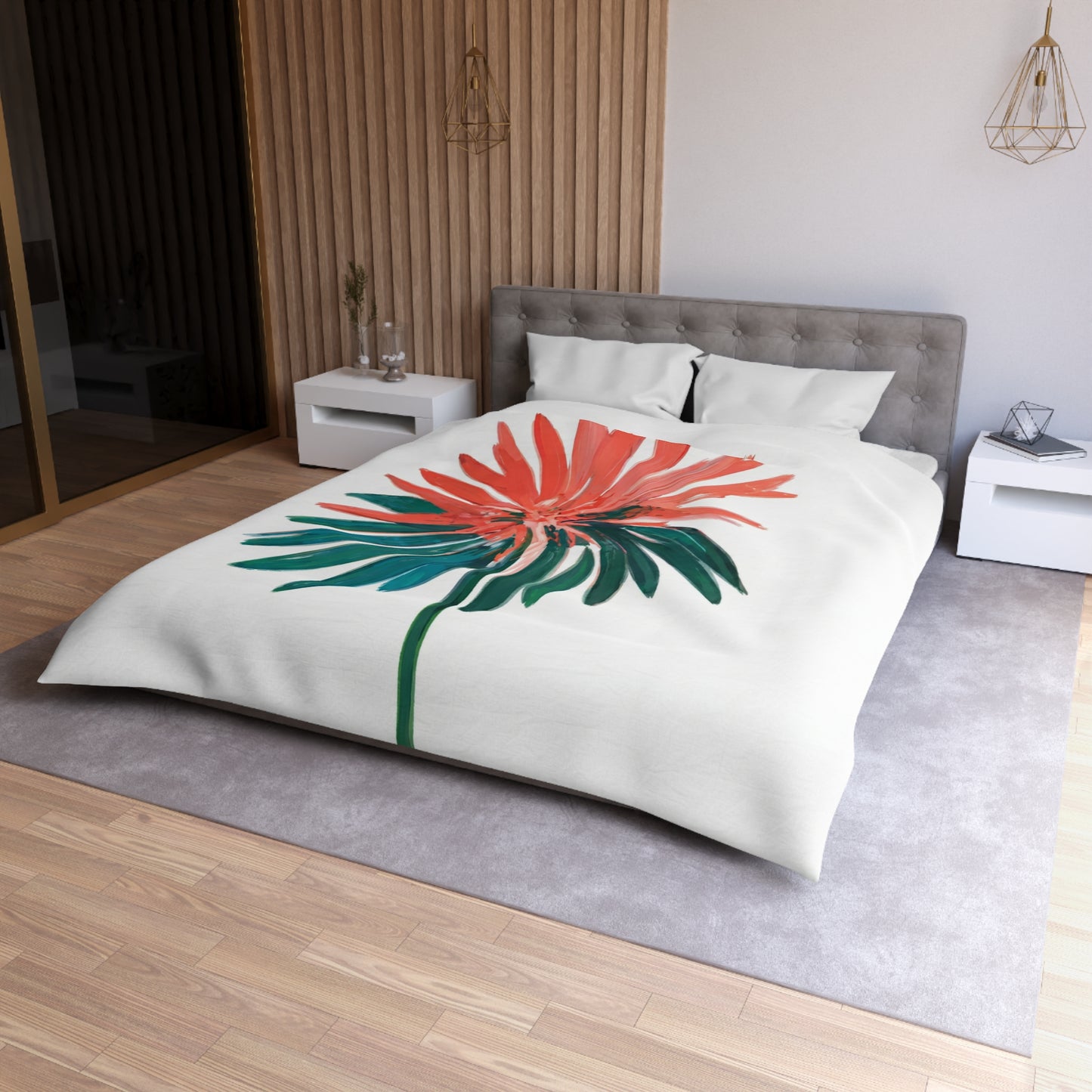 Coral Palm Microfiber Duvet Cover