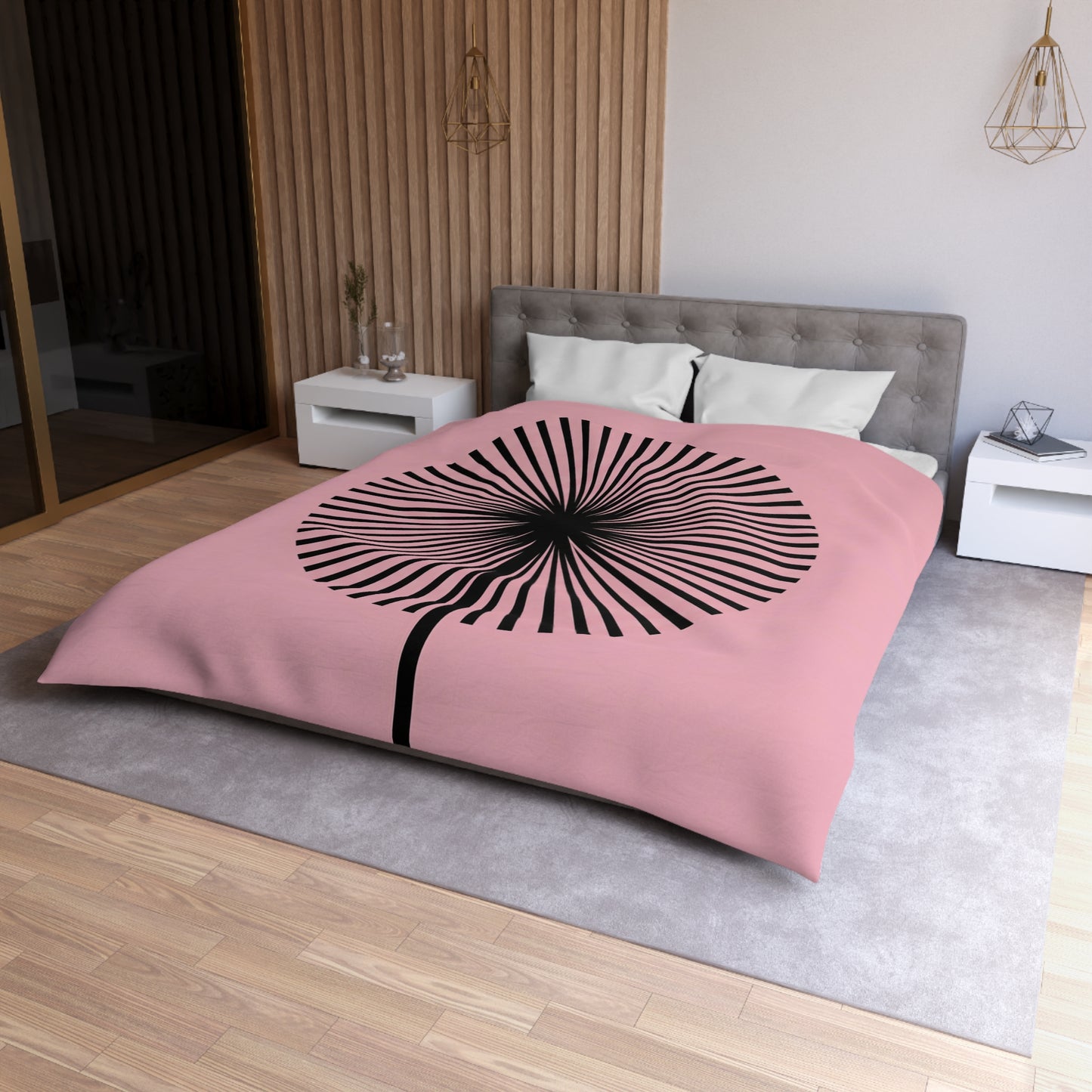 Pink Dandelion Microfiber Duvet Cover