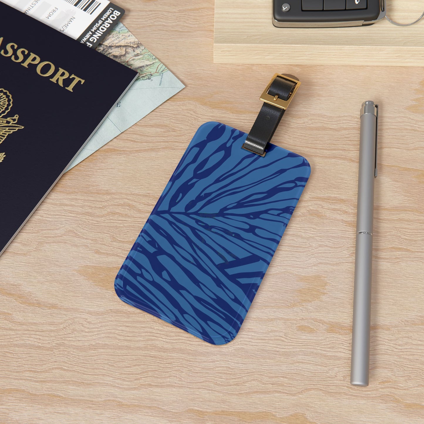 Blue Frond Luggage Tag