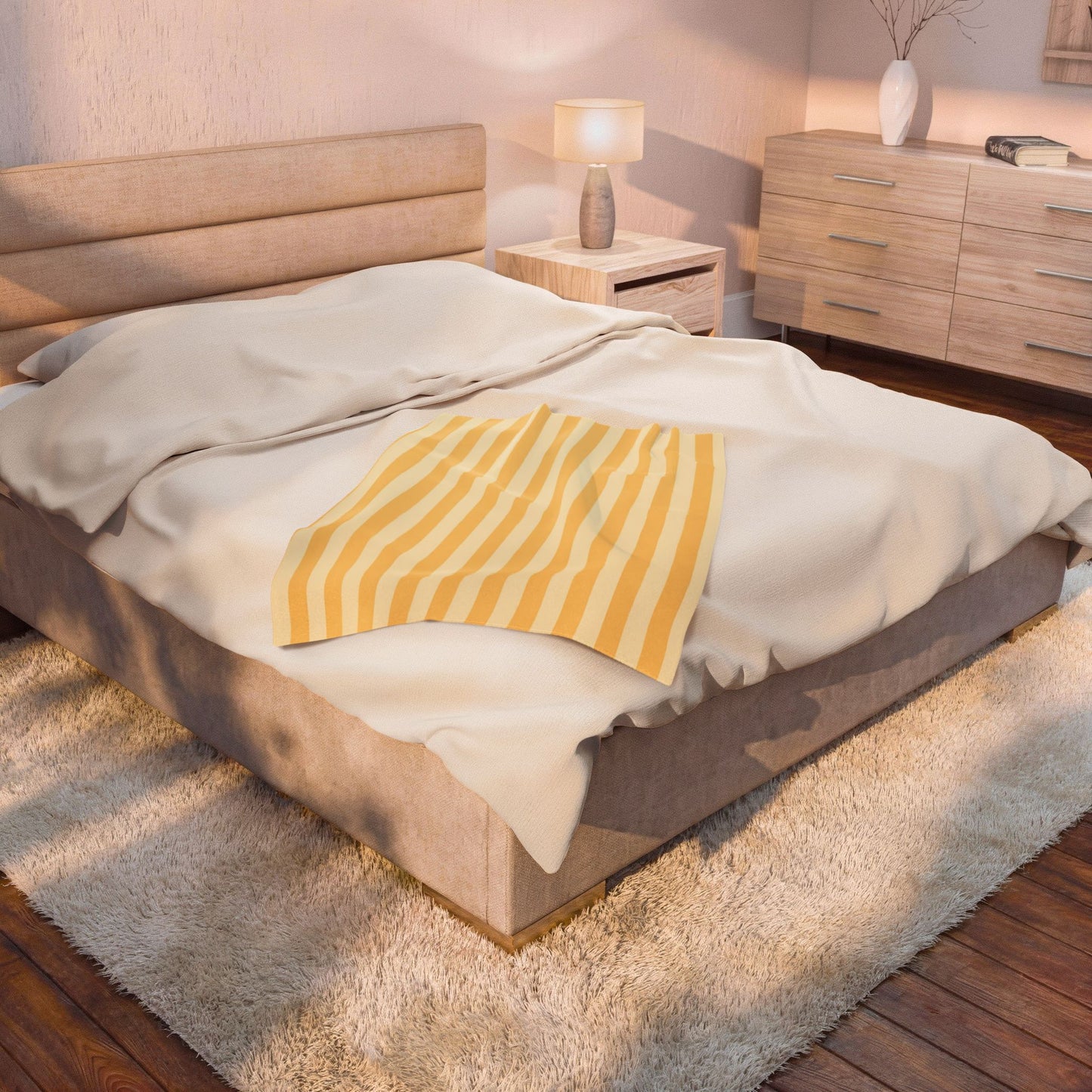 Buttercup Stripe Velveteen Plush Blanket