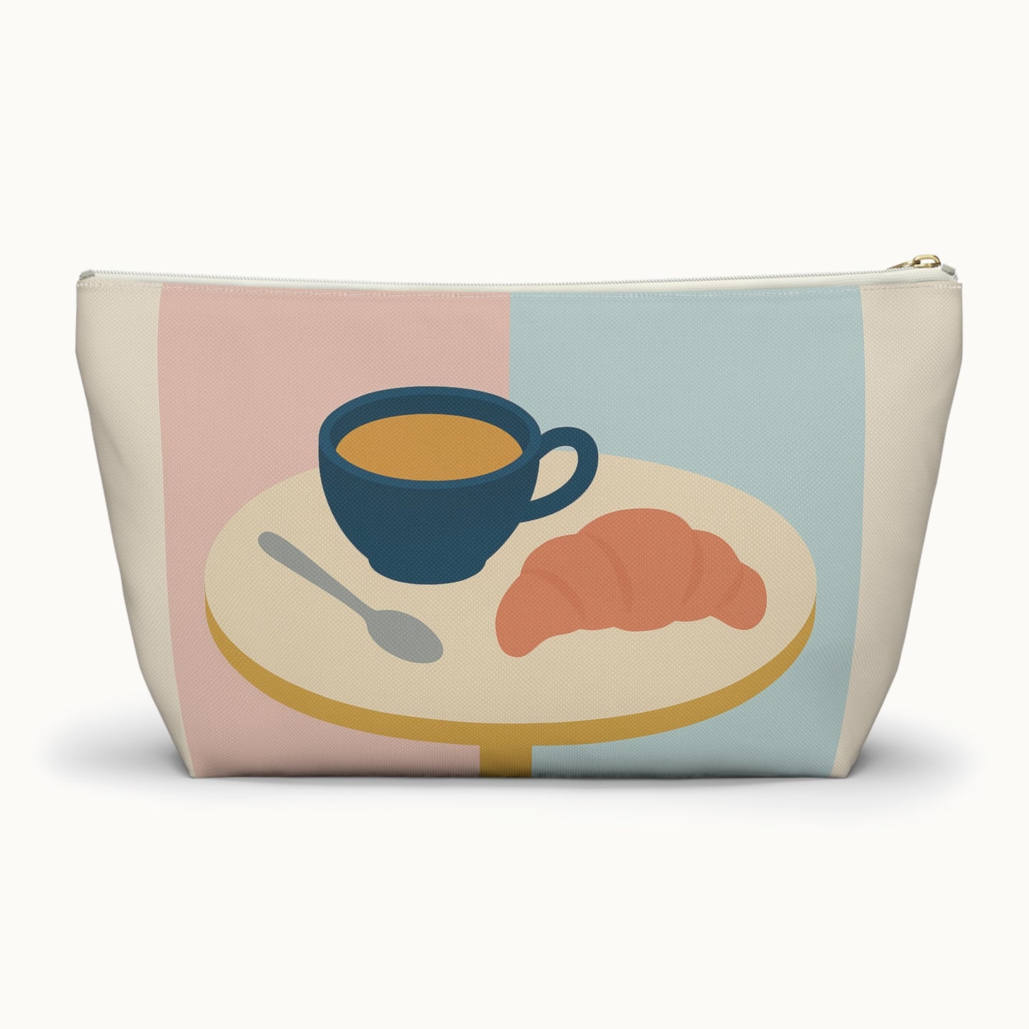 Minimalist Breakfast Scene Accessory Pouch with T-bottom