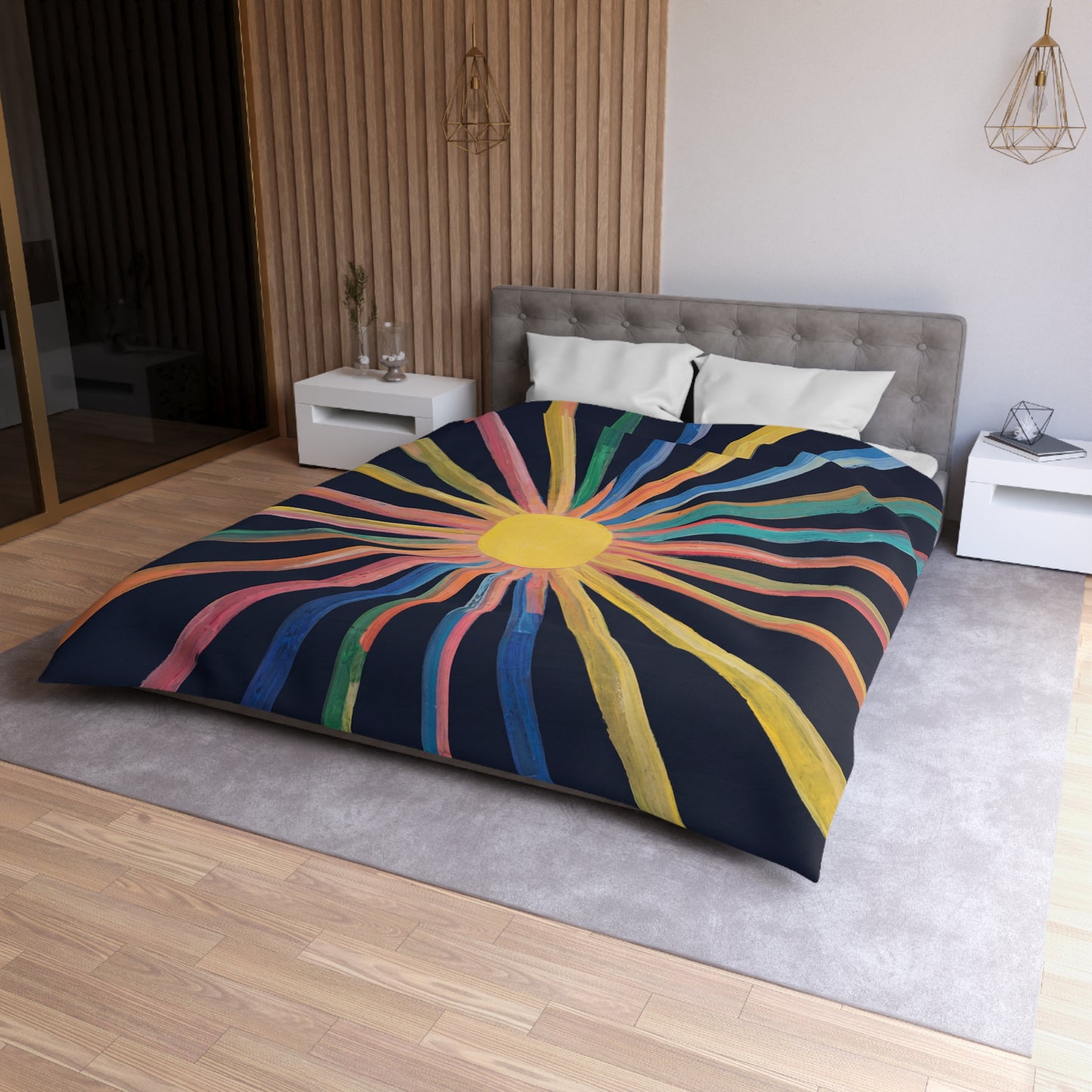 Midnight Sunburst Microfiber Duvet Cover