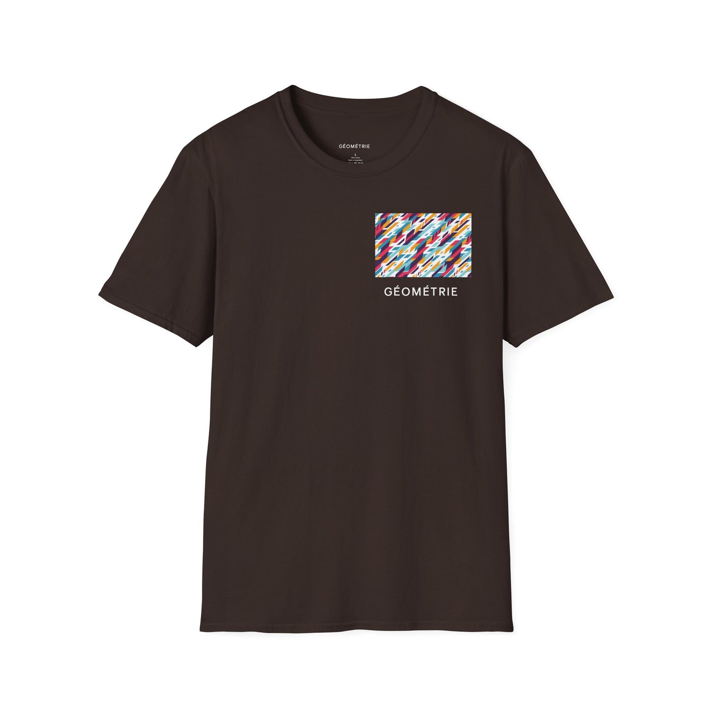 Colorful Geometric Unisex Softstyle T-Shirt, Casual Wear, Gift for Art Lovers, Everyday Comfort T-Shirt, Trendy Graphic Tee