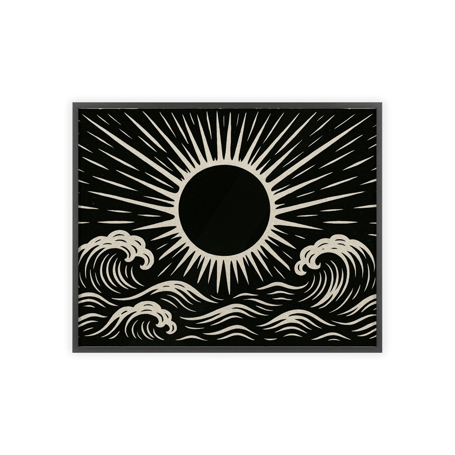 Sun And Waves Wood Framed Posters