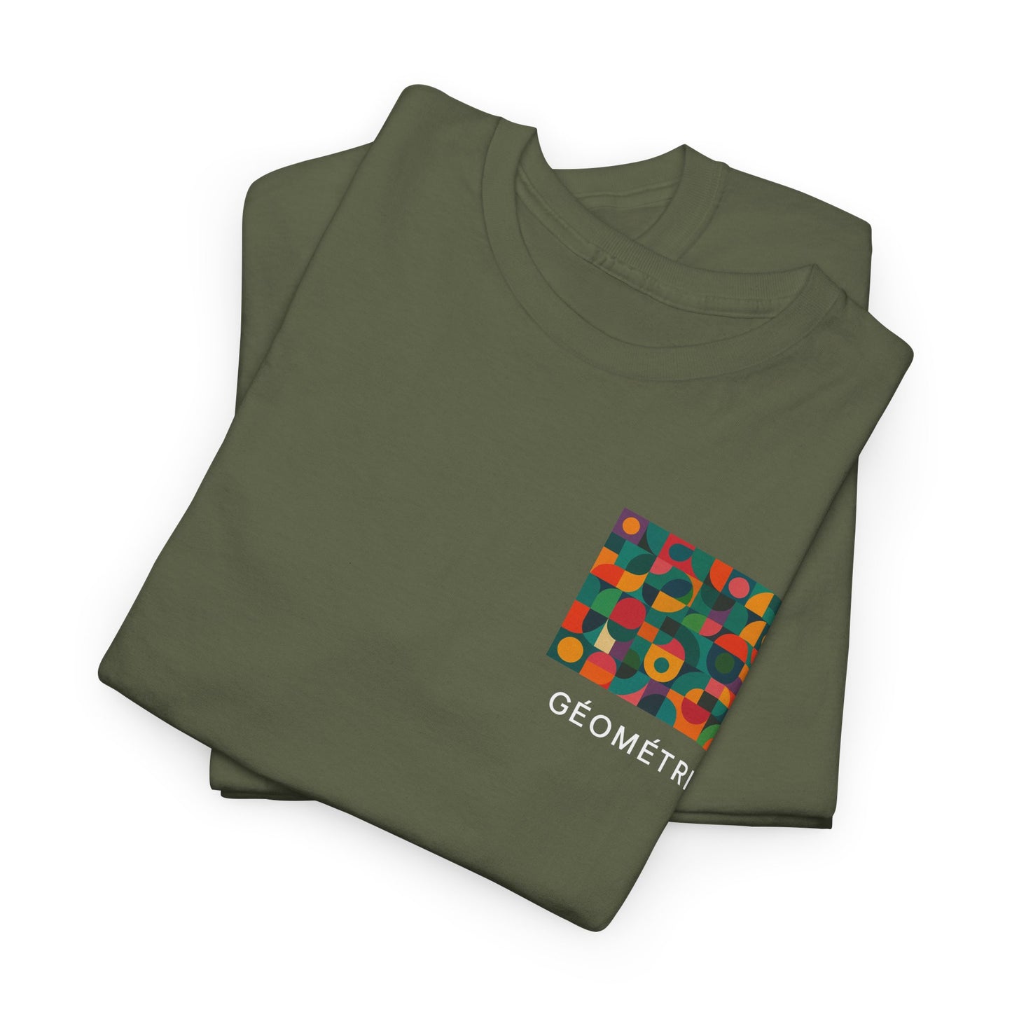 Colorful Geometric Print Unisex Heavy Cotton Tee, Comfortable Graphic T-Shirt, Casual Wear, Gift for Art Lovers, Everyday Style