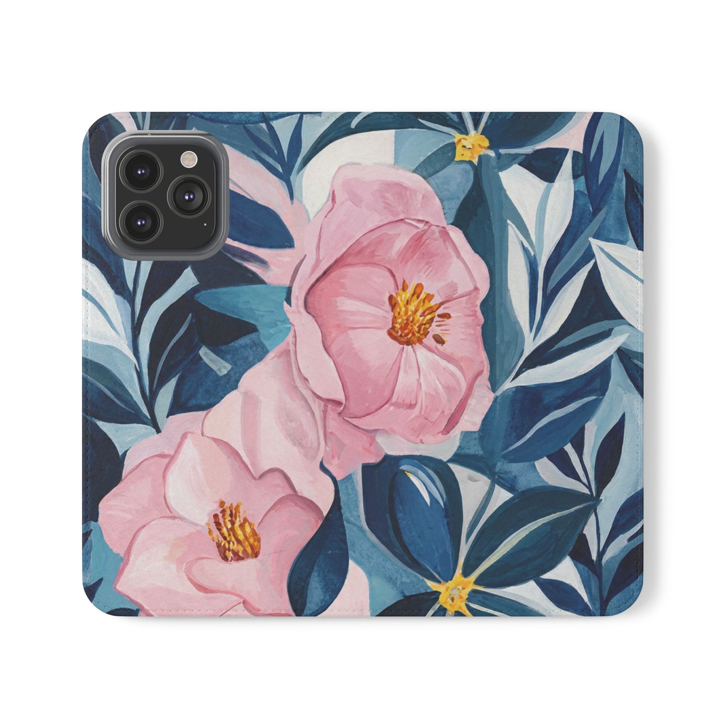 Moonlit Peonies Vegan Leather Flip Case