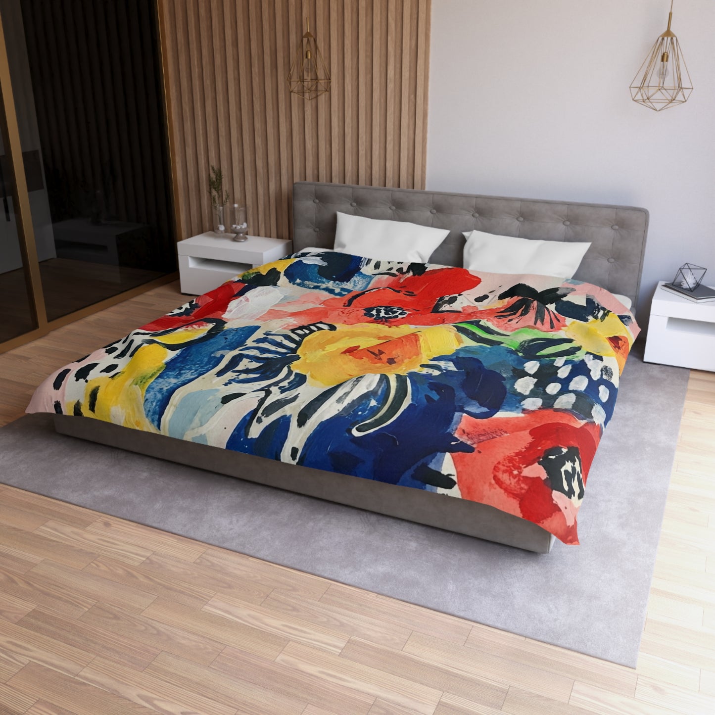 Abstract Flora Microfiber Duvet Cover