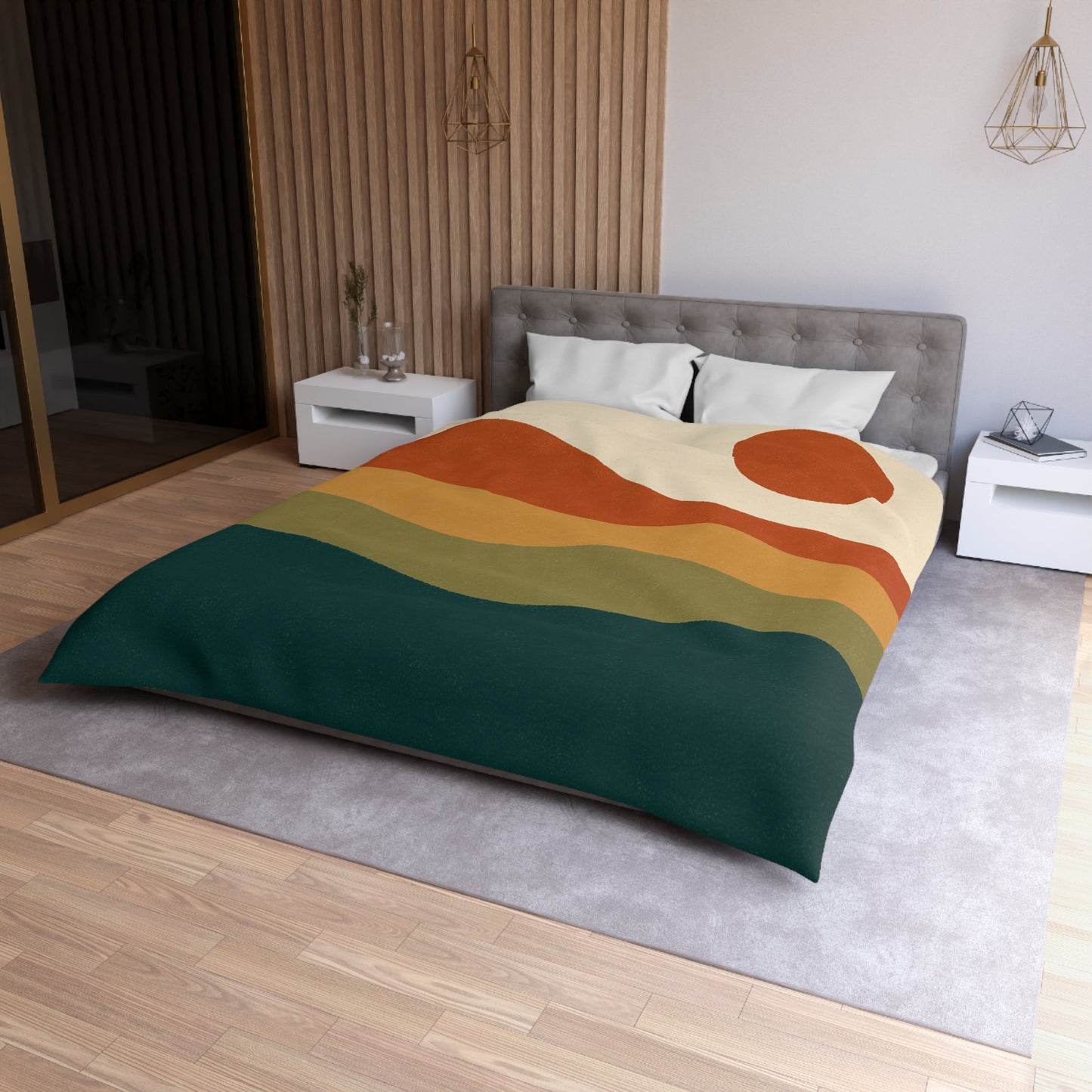 Abstract Desert Bands Microfiber Duvet Cover — Square