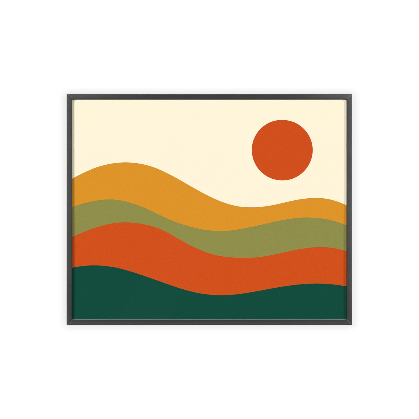 Abstract Sun And Waves Wood Framed Posters