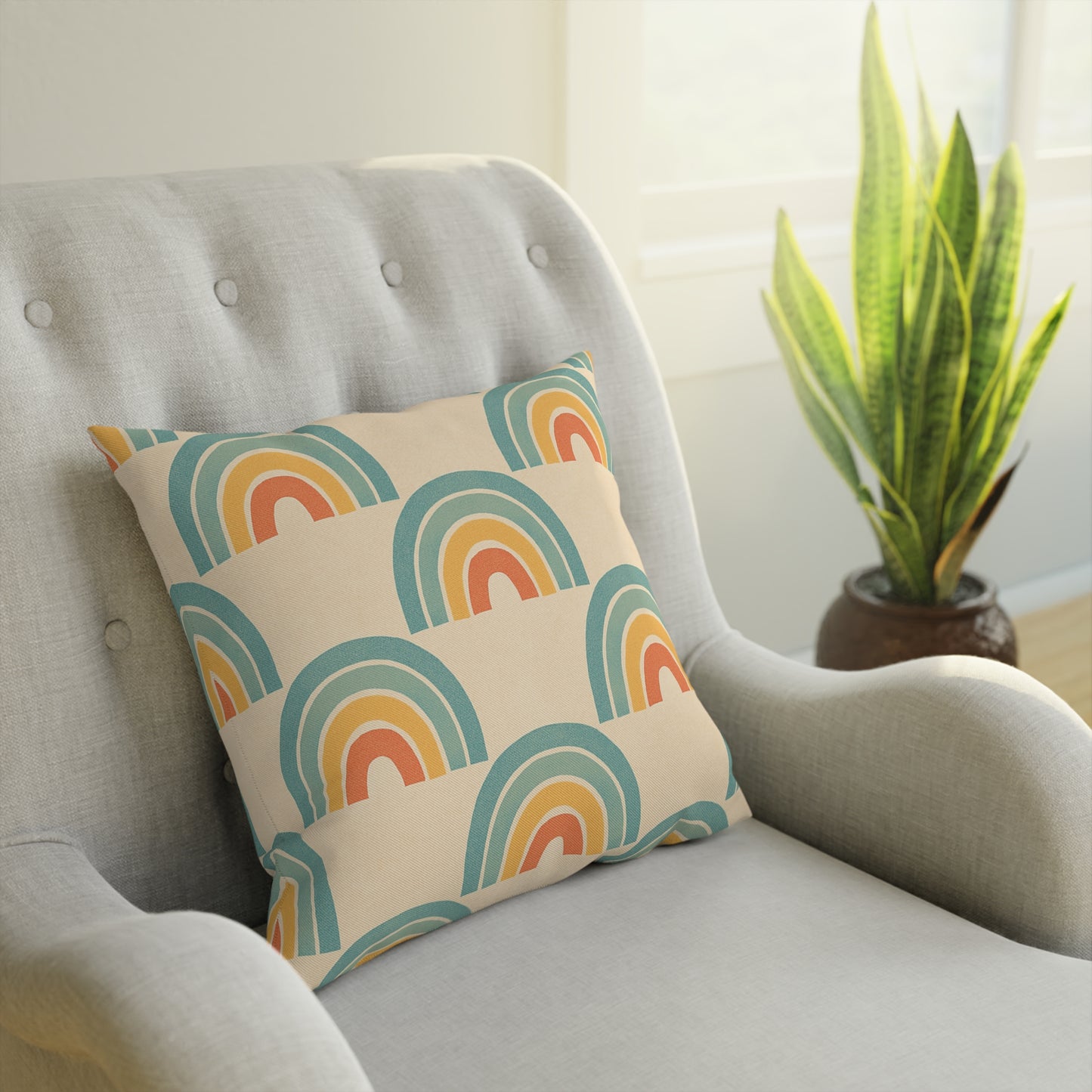Chalky Rainbow Arches Throw Pillow — Square