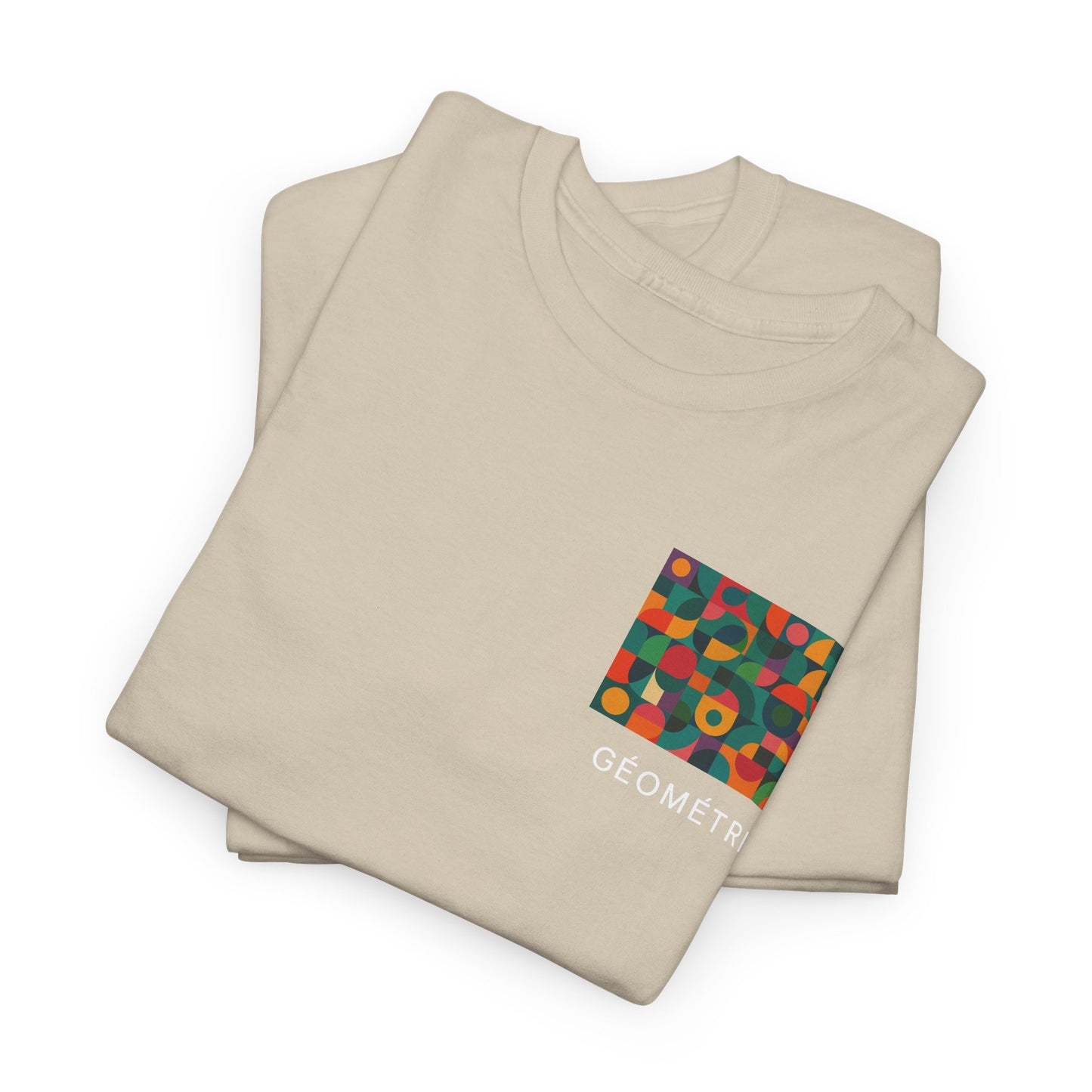 Colorful Geometric Print Unisex Heavy Cotton Tee, Comfortable Graphic T-Shirt, Casual Wear, Gift for Art Lovers, Everyday Style