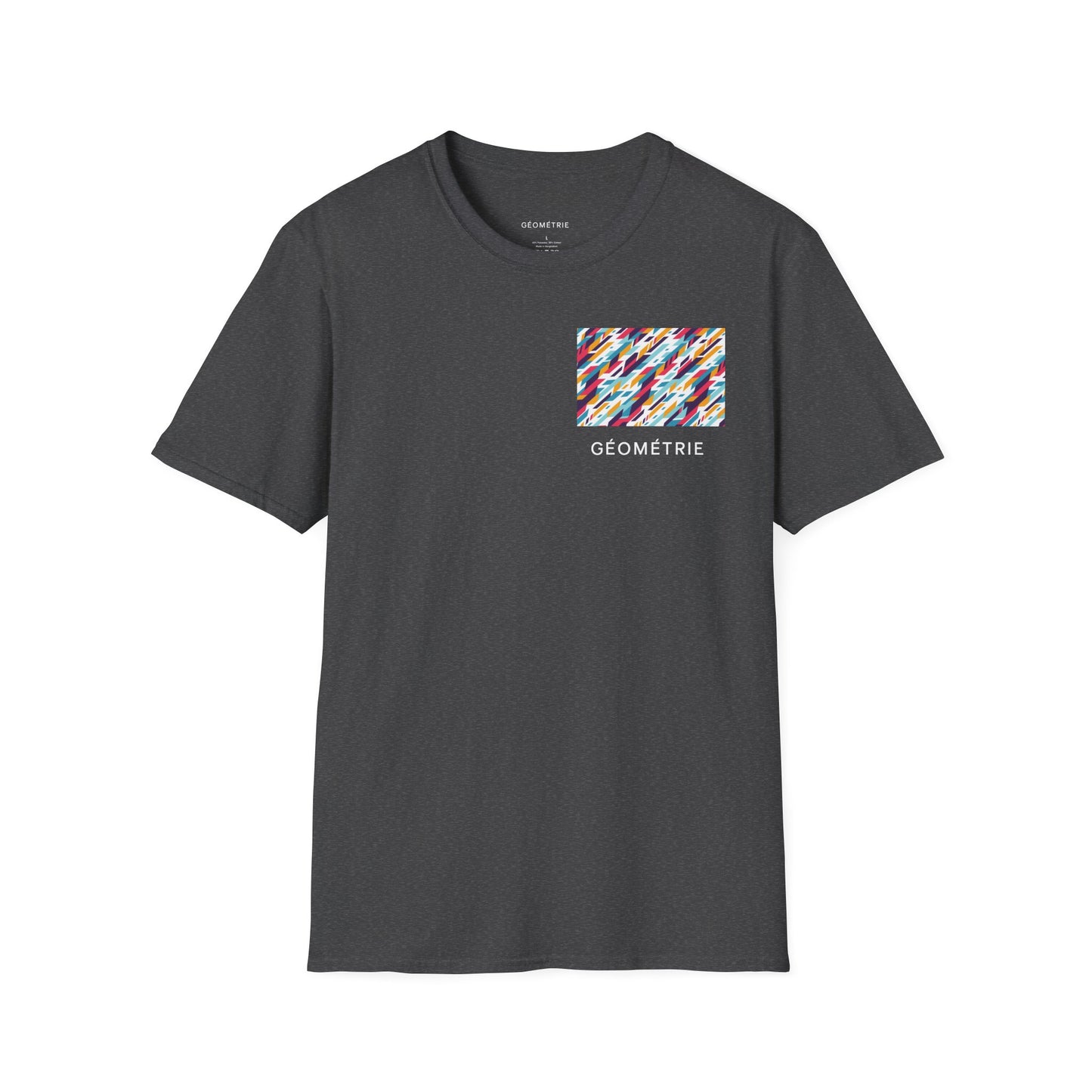 Colorful Geometric Unisex Softstyle T-Shirt, Casual Wear, Gift for Art Lovers, Everyday Comfort T-Shirt, Trendy Graphic Tee