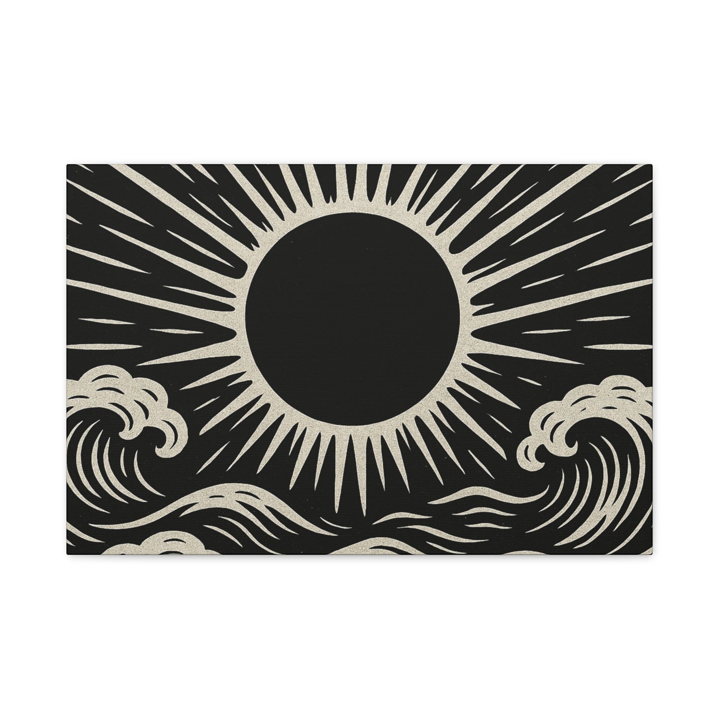 Sun And Waves Stretched Canvas Wall Art