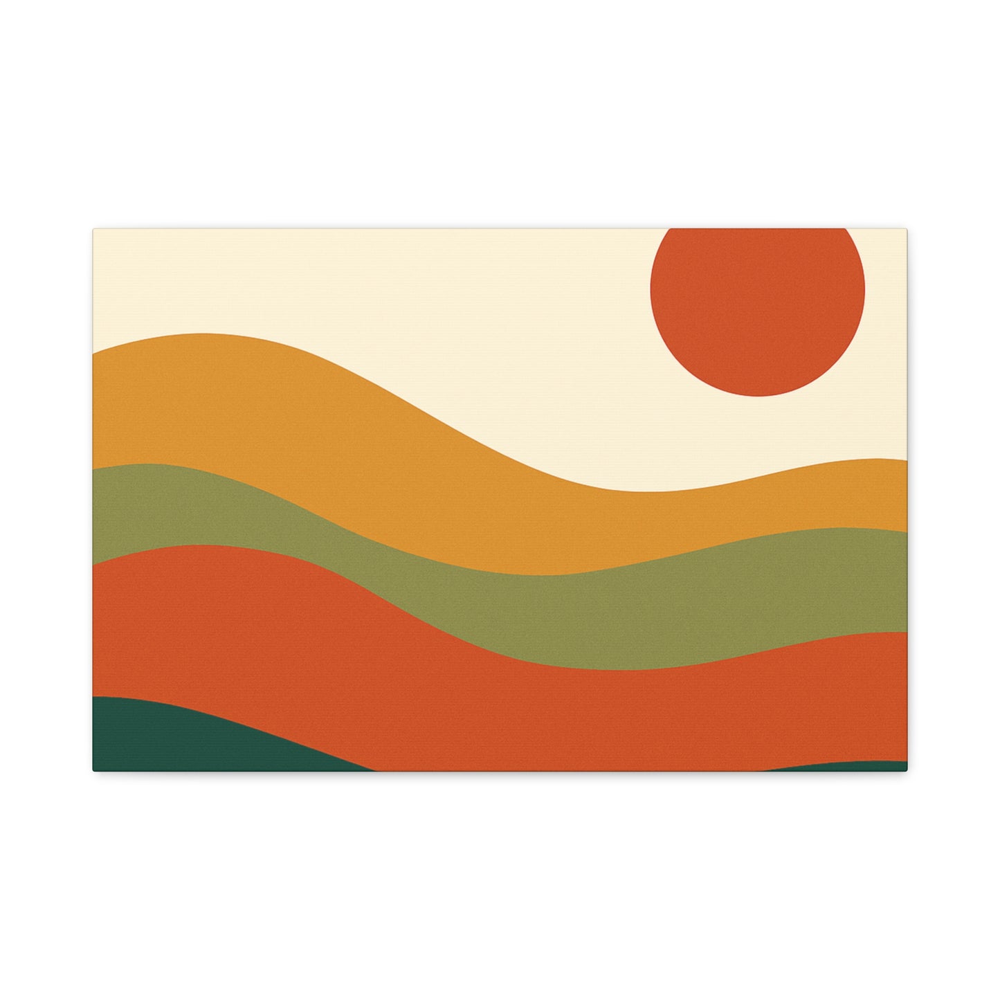Abstract Sun And Waves Stretched Canvas Wall Art