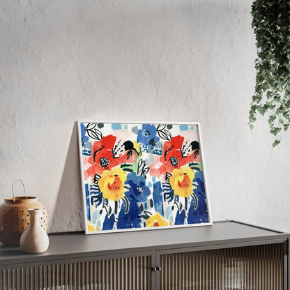 Abstract Flora Wood Framed Posters