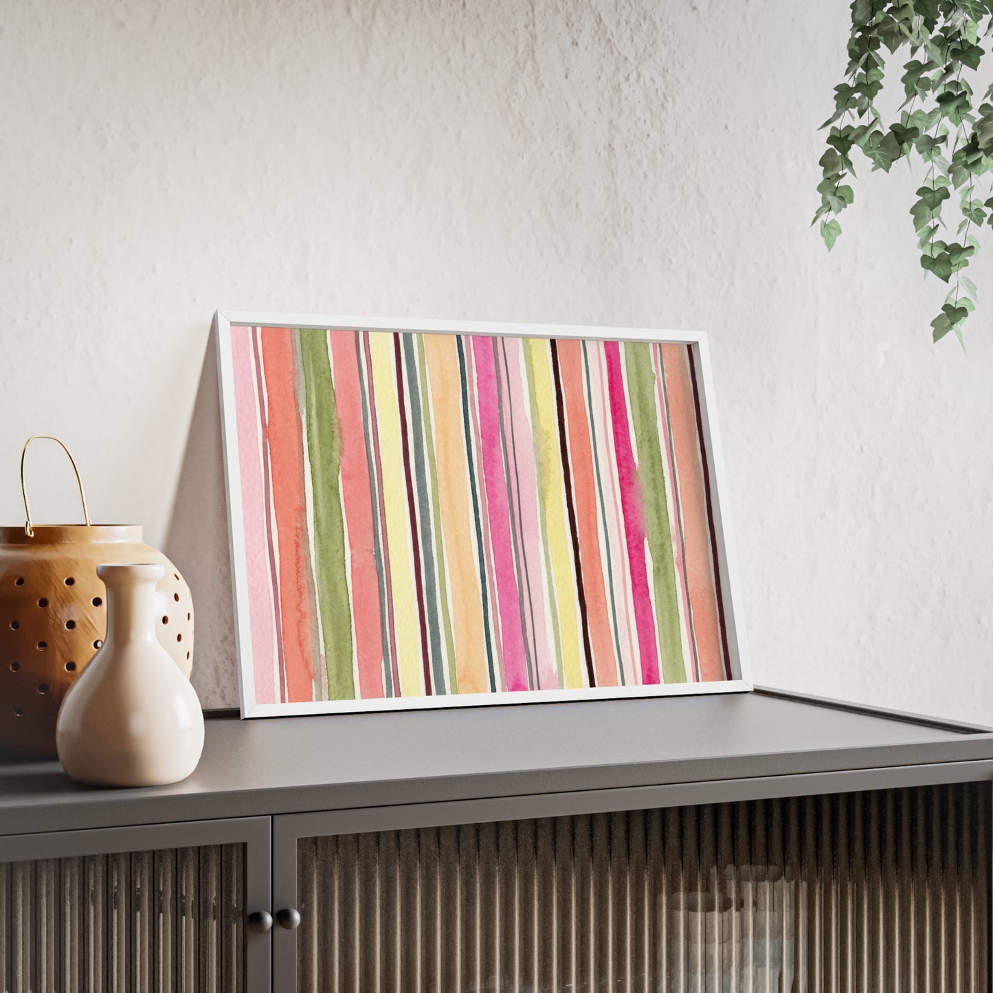 Summer Stripe Wood Framed Posters