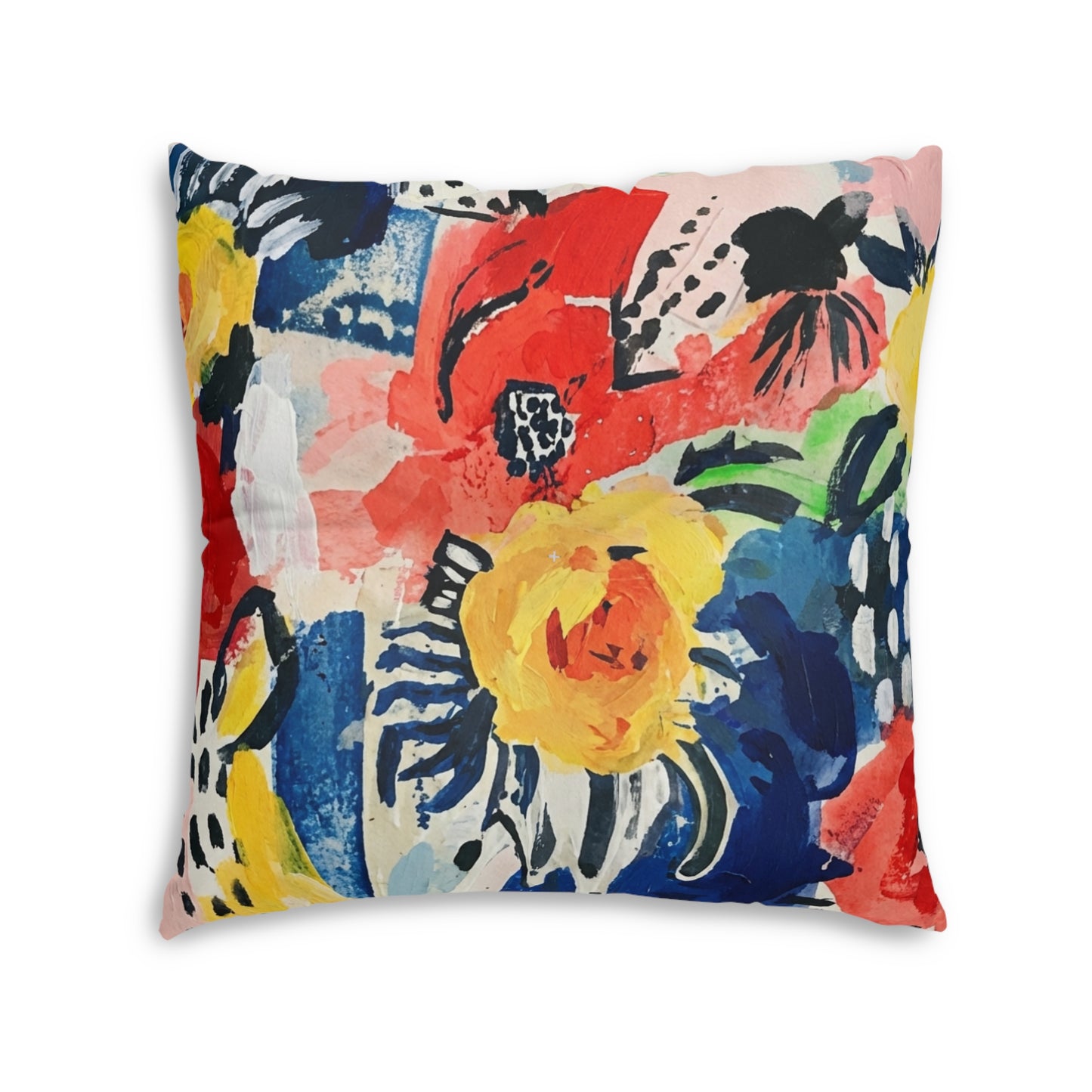 Abstract Flora Square Tufted Floor Pillow