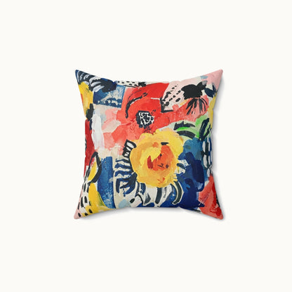 Abstract Flora Square Throw Pillow