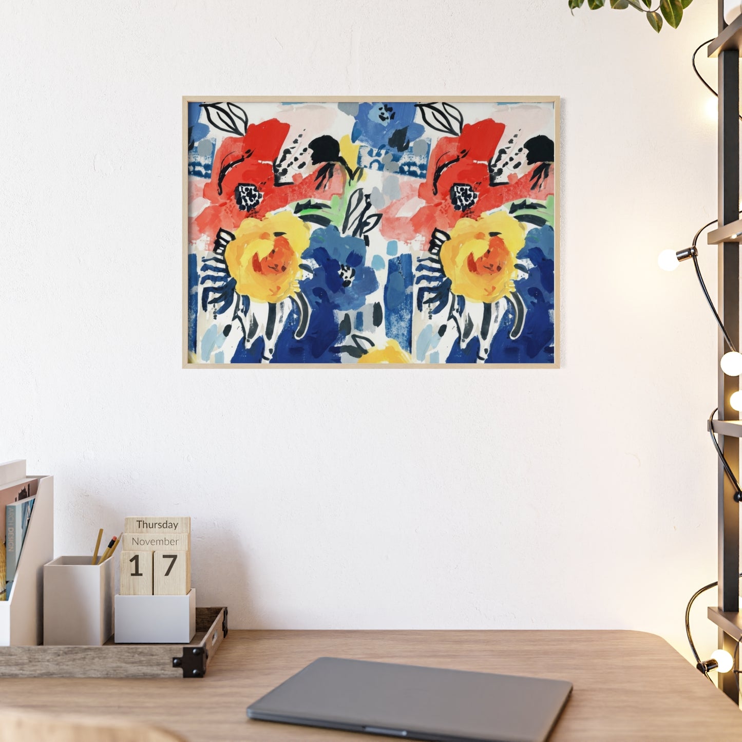 Abstract Flora Wood Framed Posters