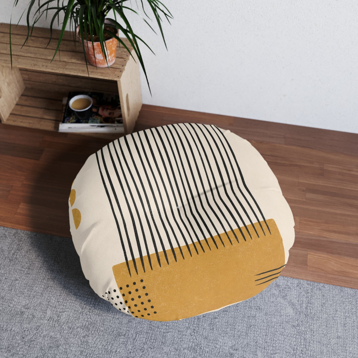 Ochre Cadence Tufted Floor Pillow