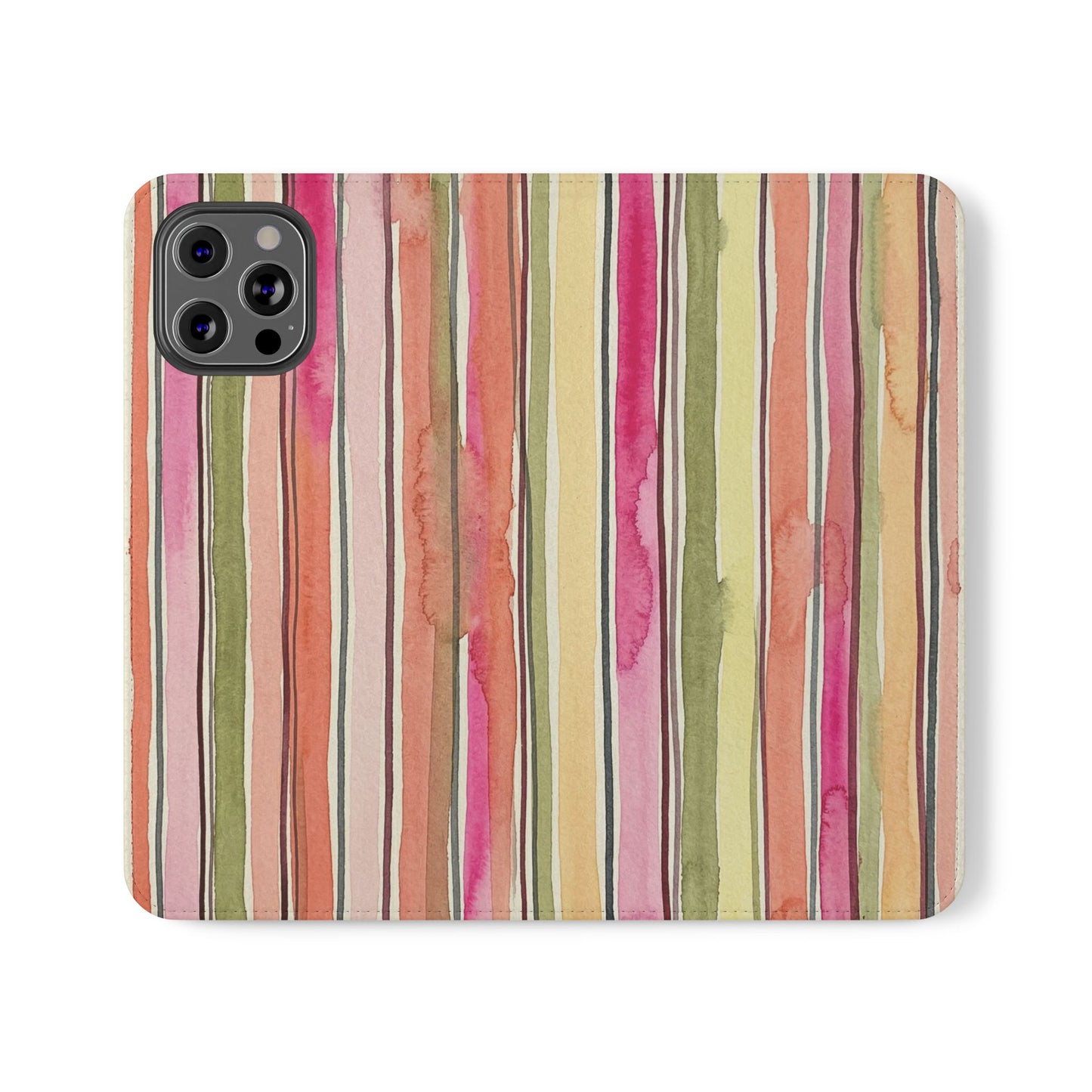 Summer Stripe Vegan Leather Flip Case