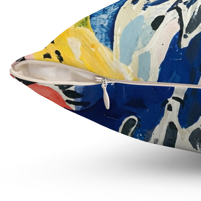 Abstract Flora Square Throw Pillow