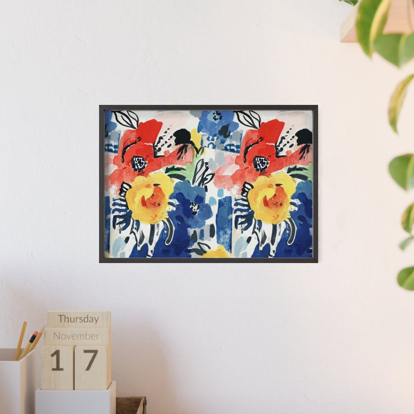 Abstract Flora Wood Framed Posters