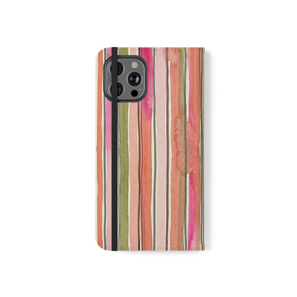 Summer Stripe Vegan Leather Flip Case
