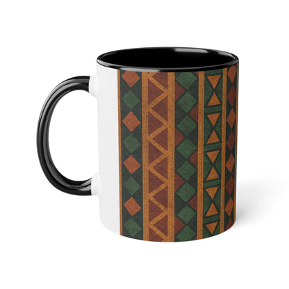 Tribal Pattern Coffee Mug, Ethnic Design Cup, Boho Kitchen Decor, Unique Gift for Tea Lovers, Artisan Ceramic