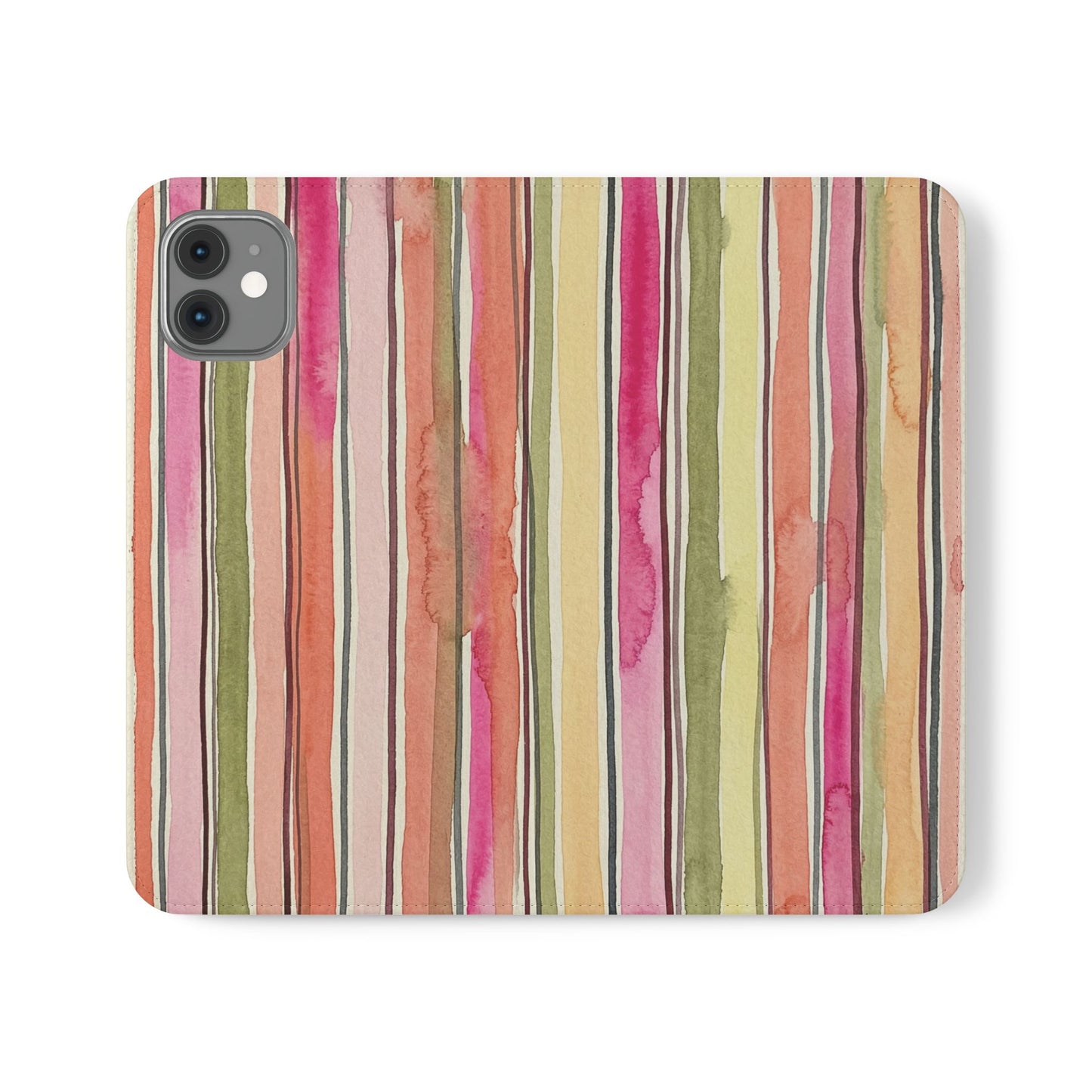 Summer Stripe Vegan Leather Flip Case