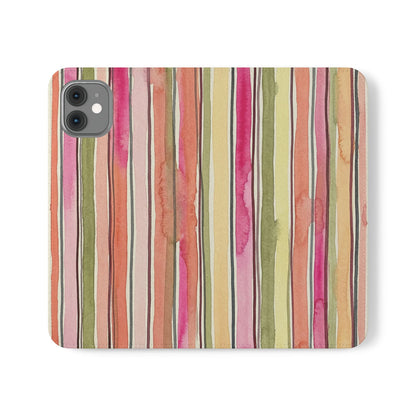 Summer Stripe Vegan Leather Flip Case