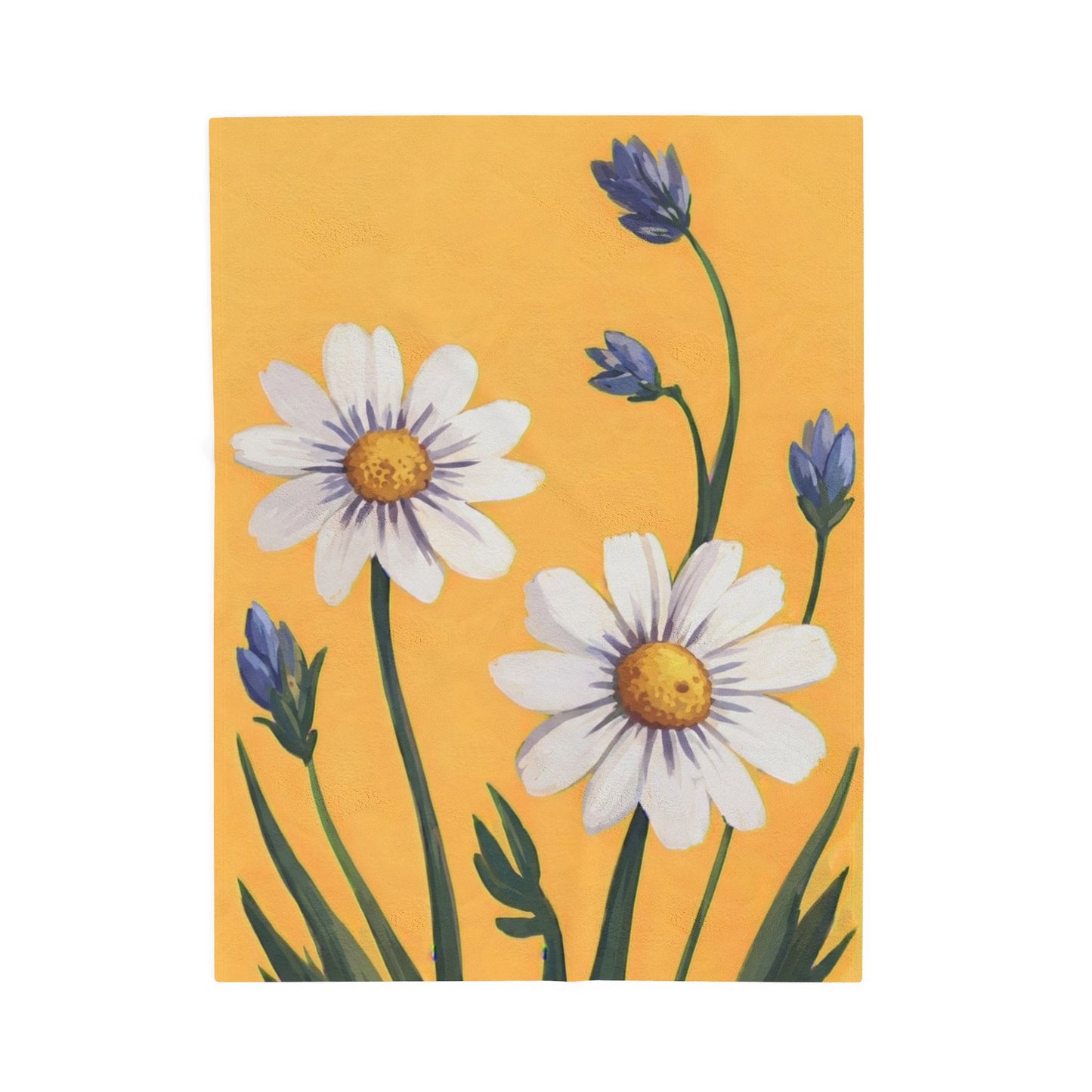 Spring Daisies Velveteen Plush Blanket