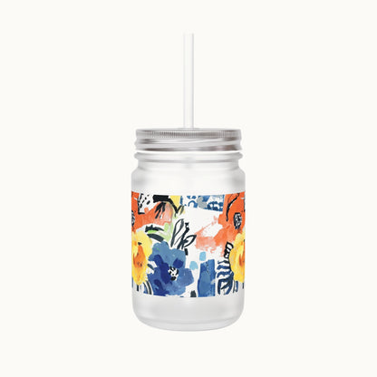 Abstract Flora Mason Jar Tumbler
