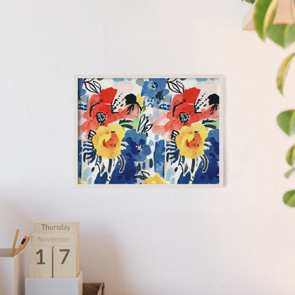 Abstract Flora Wood Framed Posters