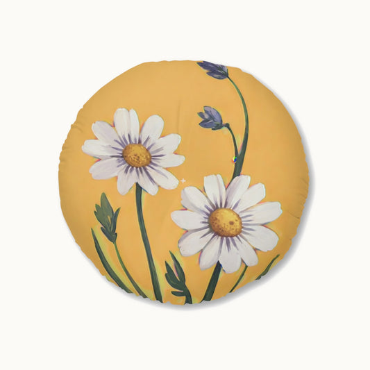 Spring Daisies Tufted Floor Pillow