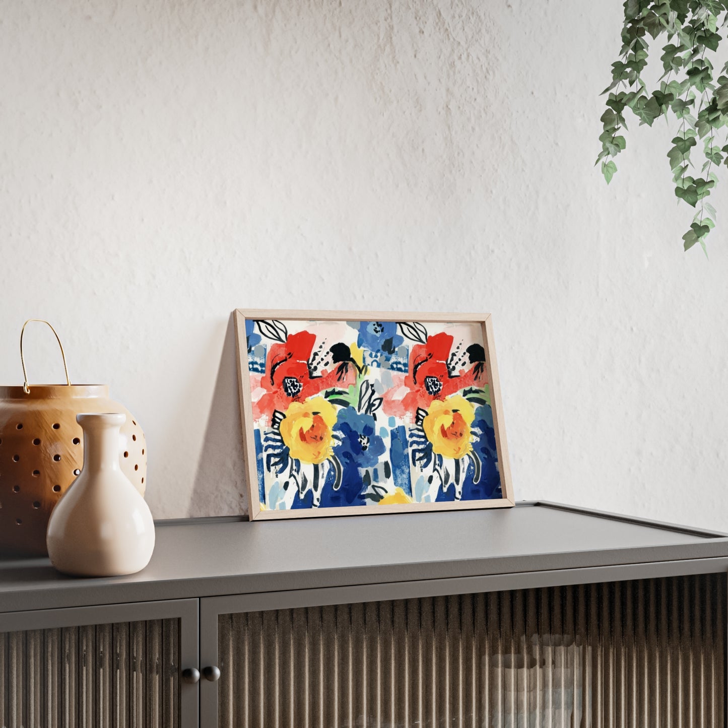 Abstract Flora Wood Framed Posters