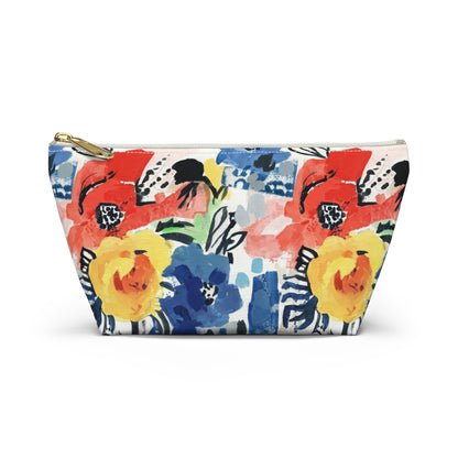 Abstract Flora Accessory Pouch with T-bottom