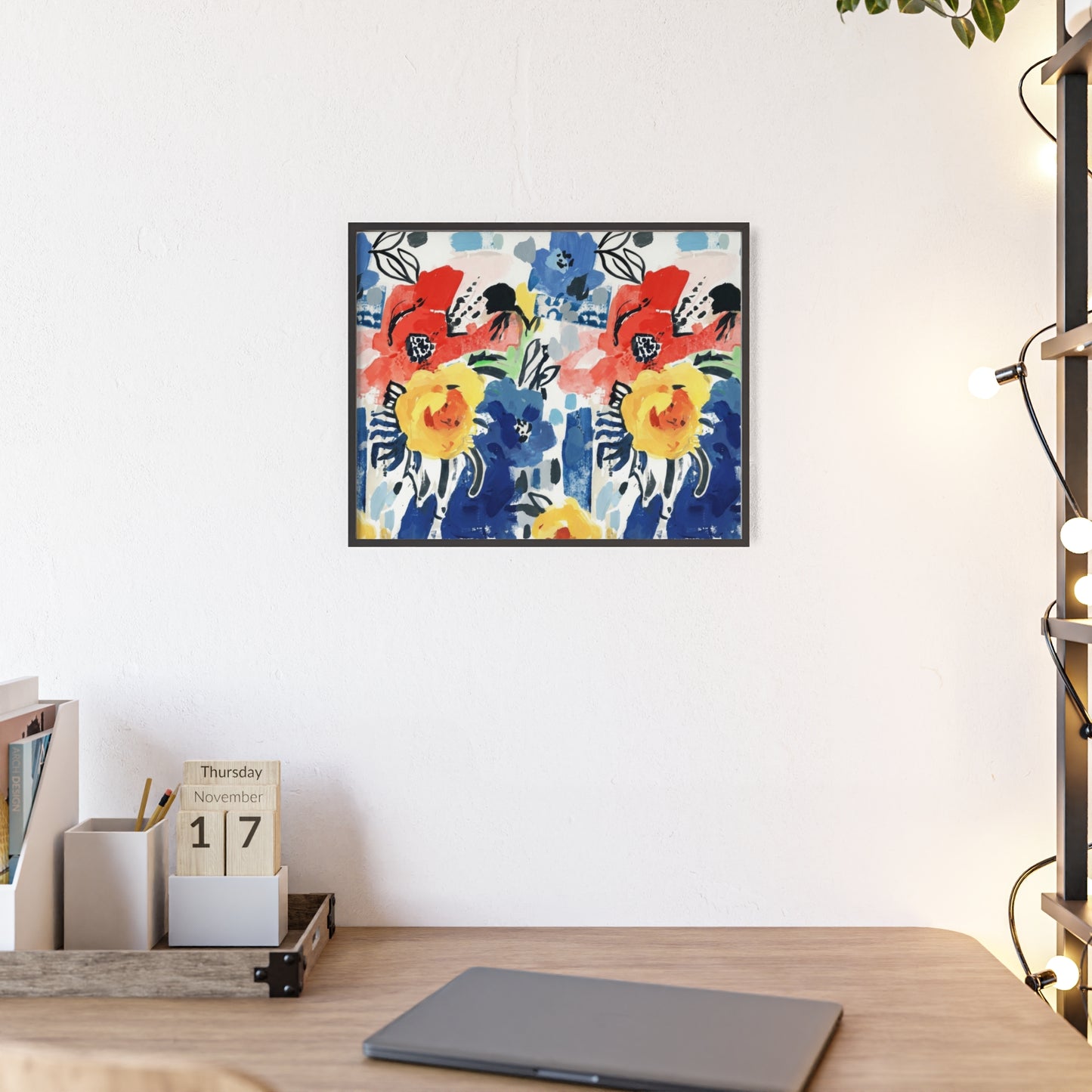 Abstract Flora Wood Framed Posters